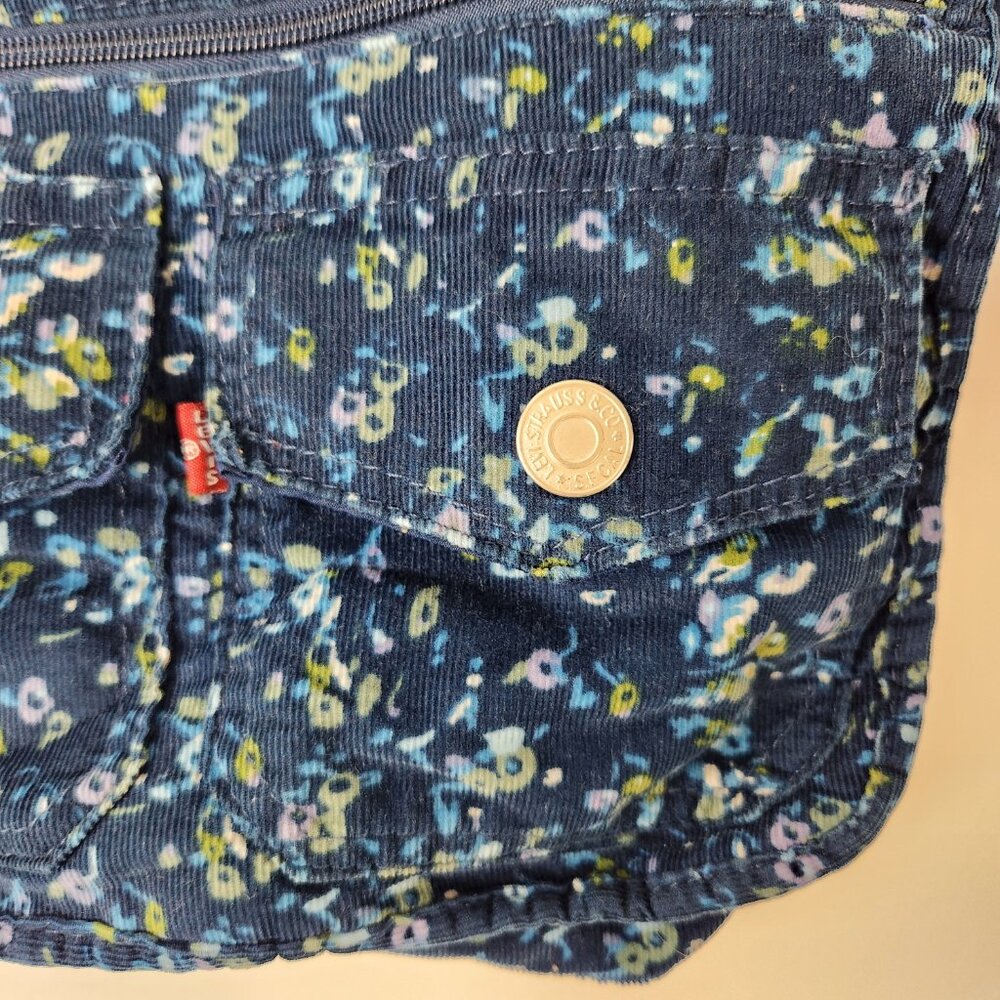 Levis Bag Womens Blue Micro Floral Corduroy Vintage Shoulder Y2K Jean Pockets - Picture 2 of 16
